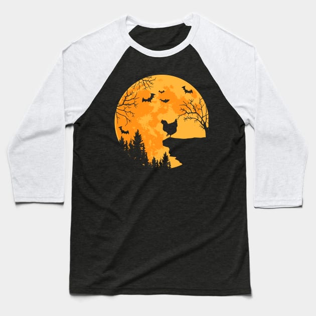 Chicken Lovers Funny Chicken And Moon Halloween Costume Baseball T-Shirt by saugiohoc994